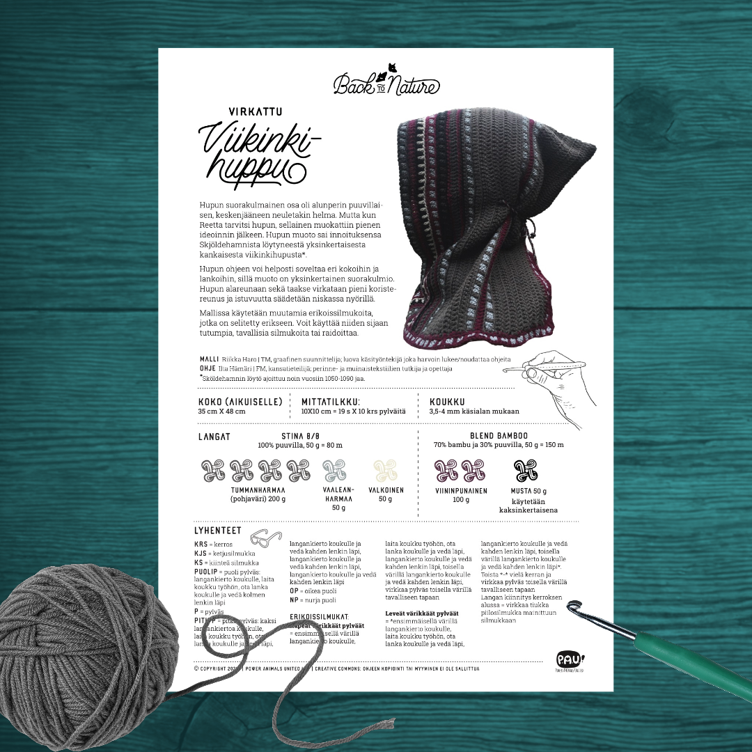 Viikinkihuppu Back to Nature - virkkausohje