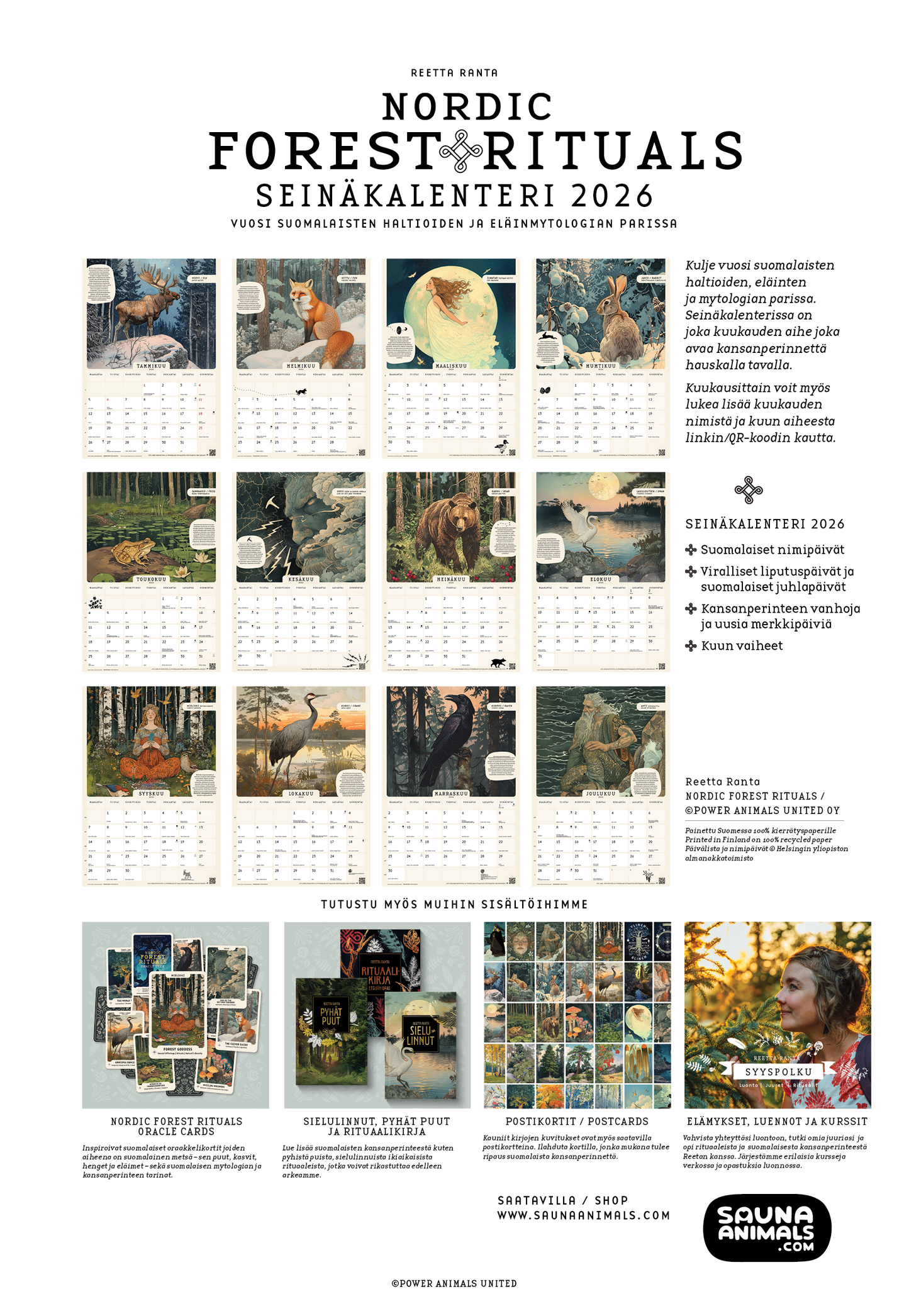 2026 seinäkalenteri / wall calendar ⌘ Nordic Forest Rituals