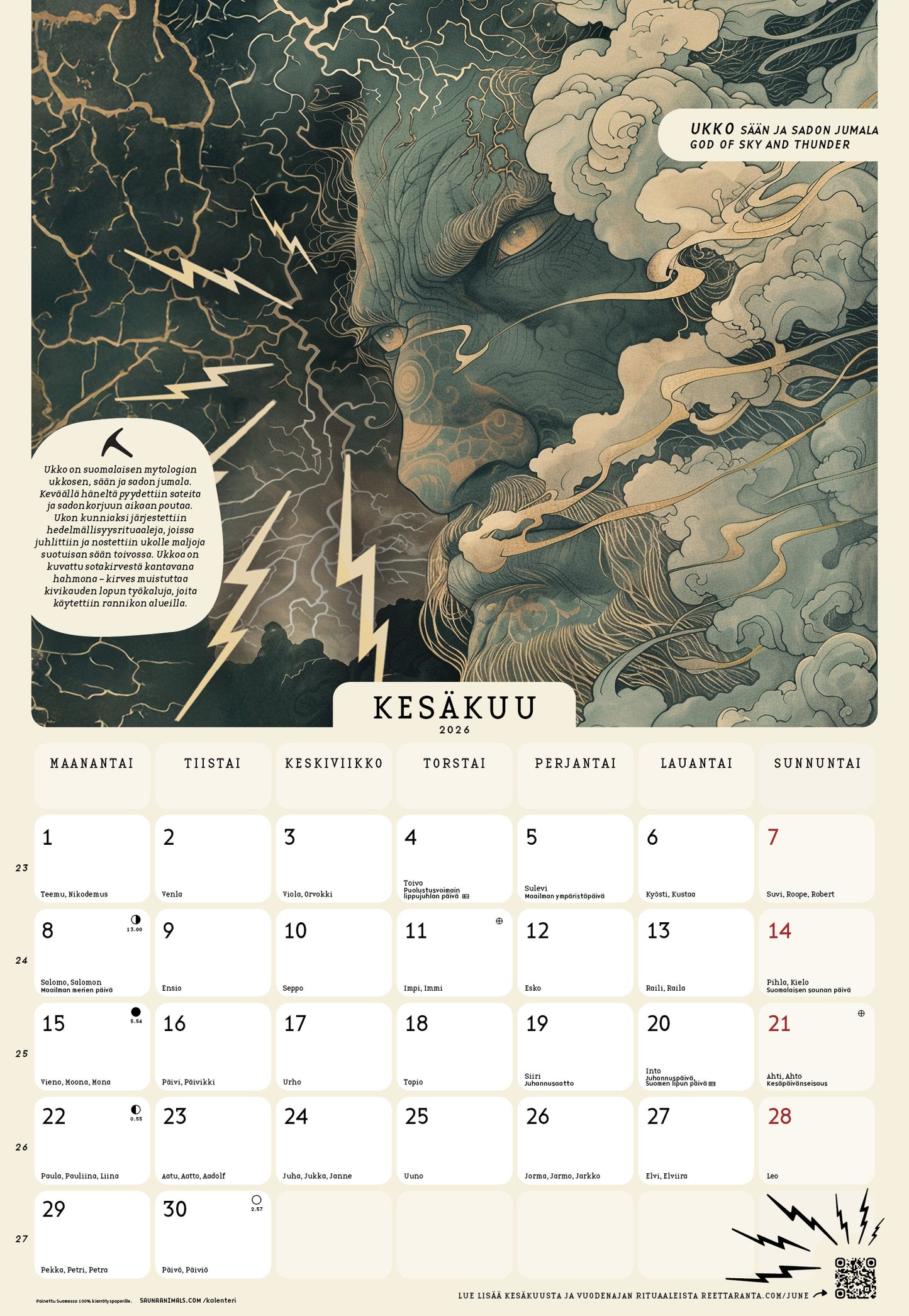 2026 seinäkalenteri / wall calendar ⌘ Nordic Forest Rituals