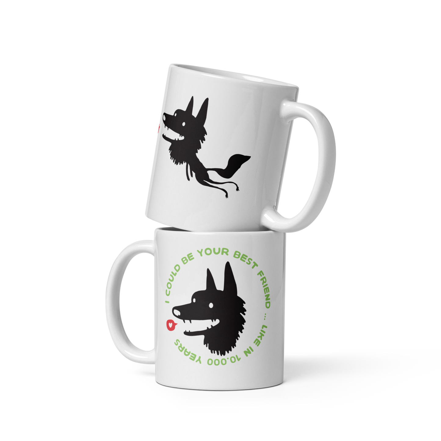 Wolfflow Lonely Spirit Friend White glossy mug