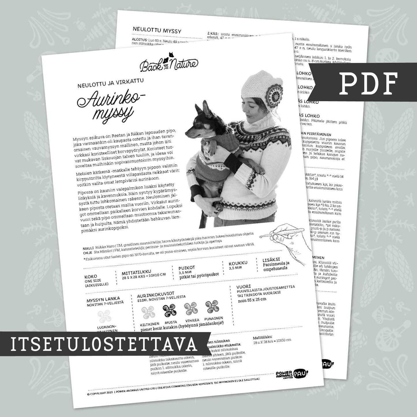 Aurinkomyssy –neuleohje