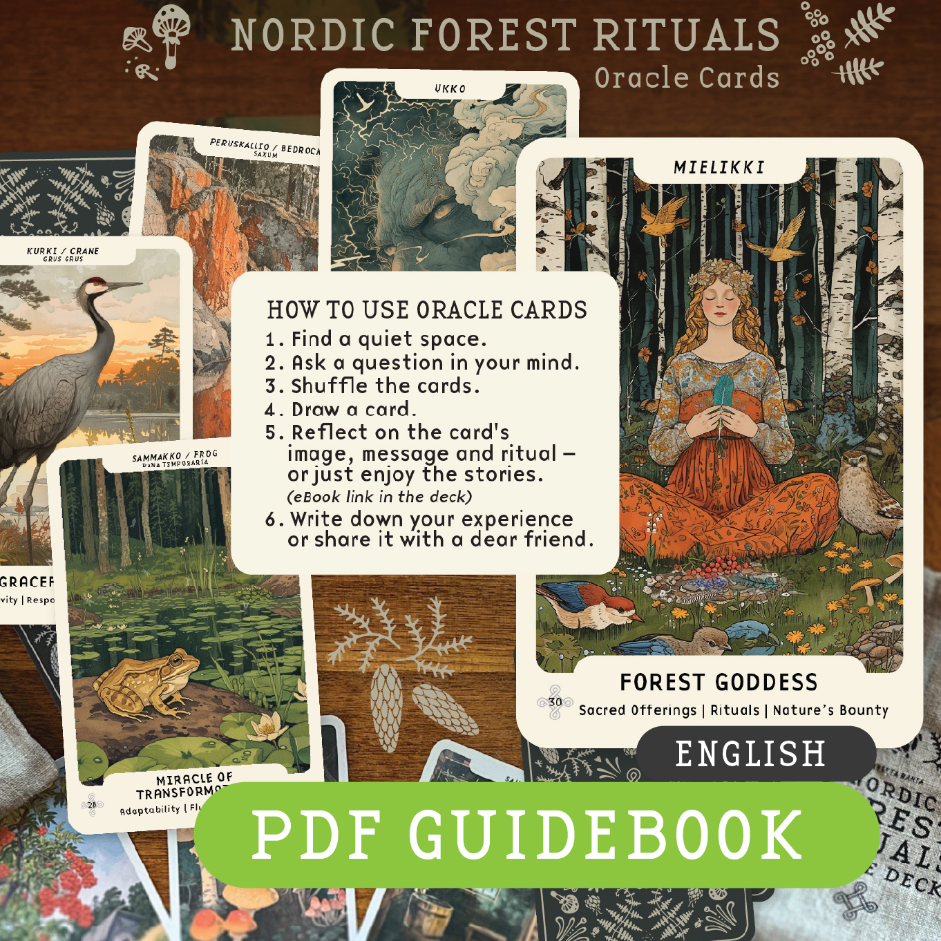 Nordic Forest Rituals Oracle Cards - inspiroivat suomalaiset rituaalikortit
