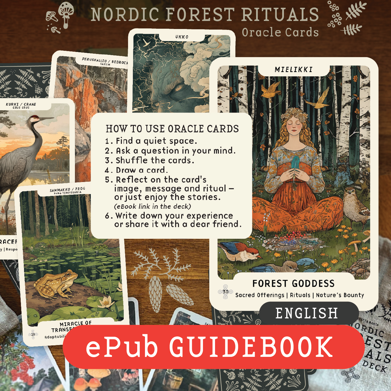 Nordic Forest Rituals Oracle Cards - inspiroivat suomalaiset rituaalikortit
