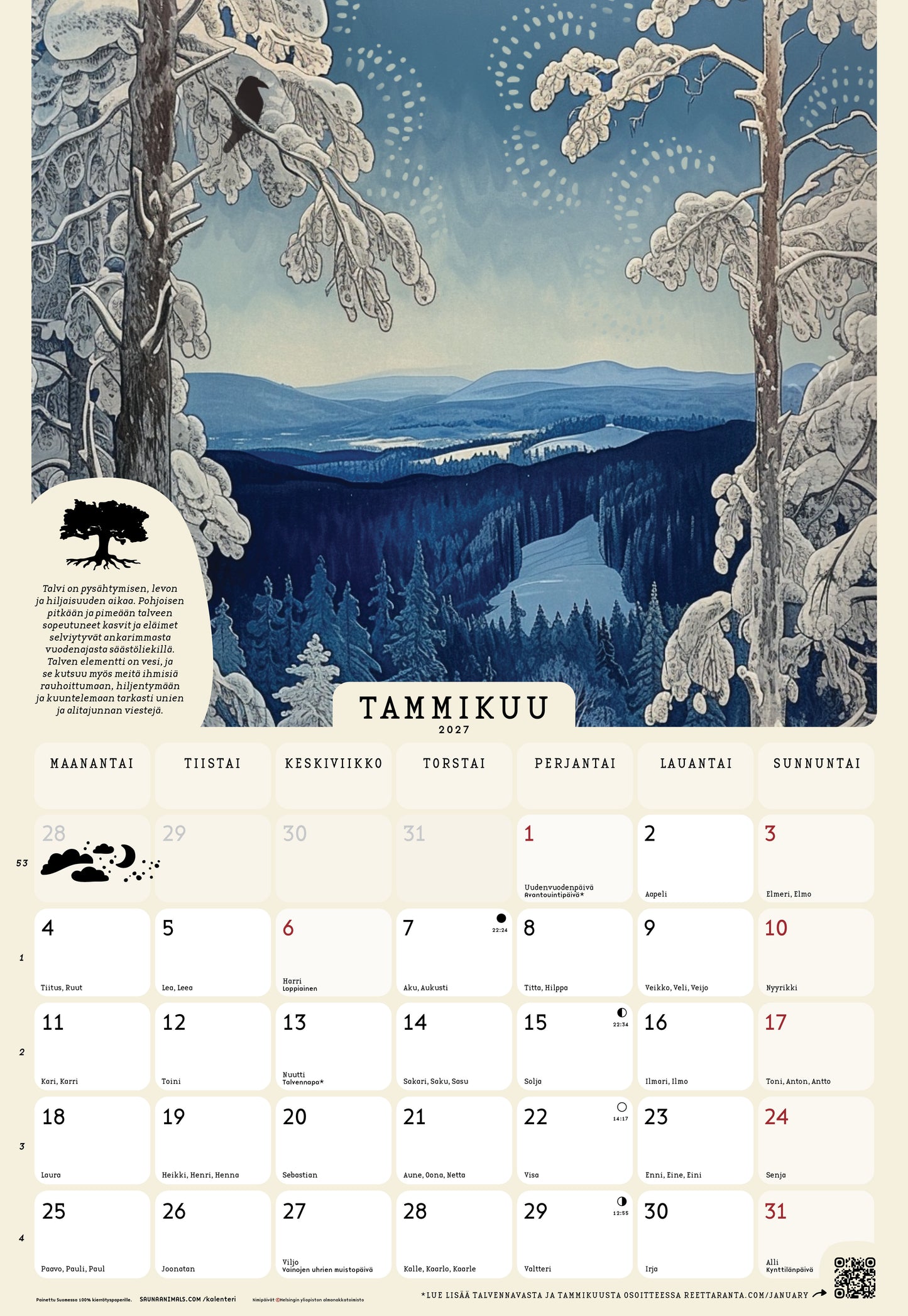 2027 seinäkalenteri / wall calendar ⌘ Nordic Forest Rituals