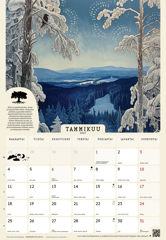 2027 seinäkalenteri / wall calendar ⌘ Nordic Forest Rituals