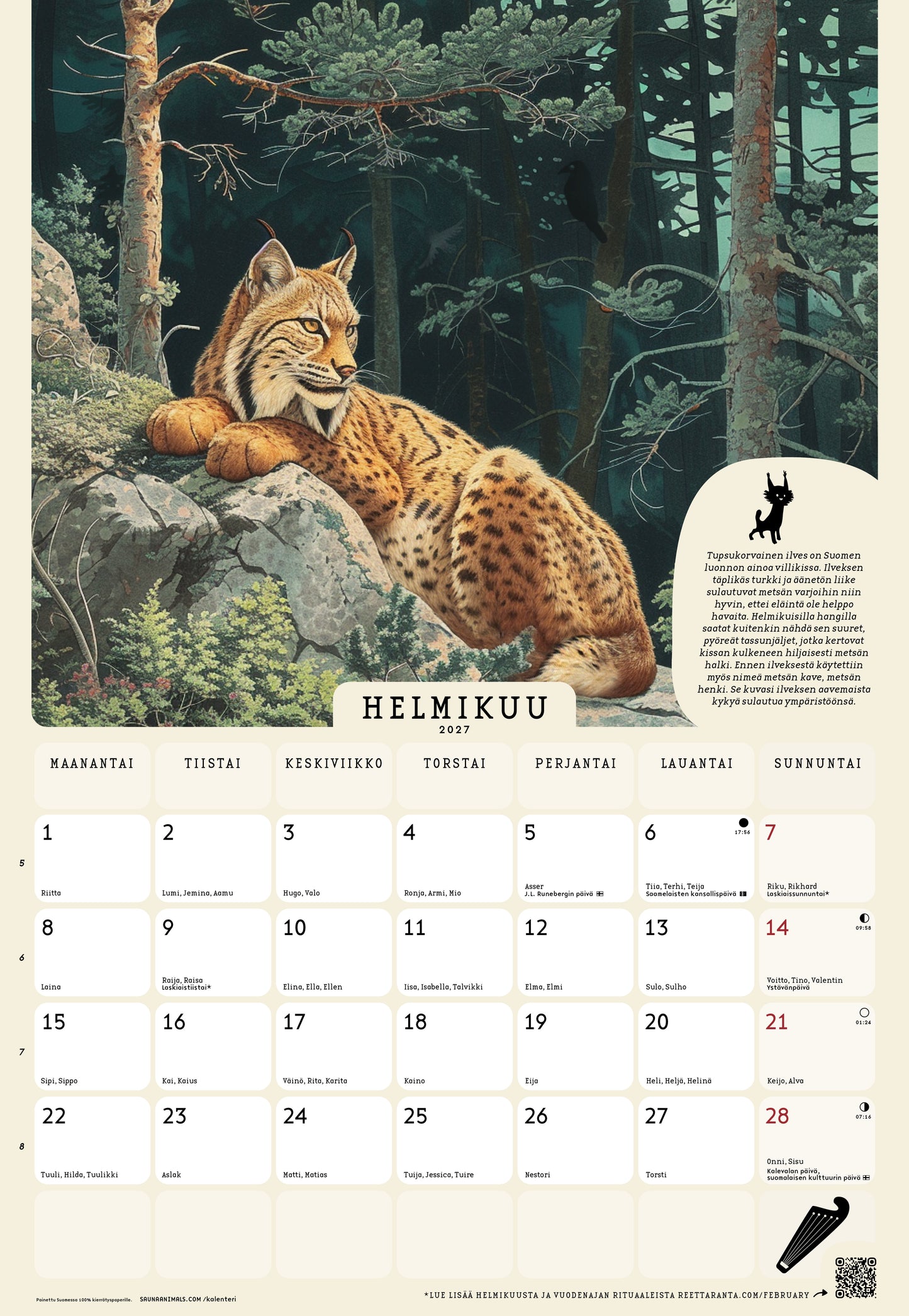 2027 seinäkalenteri / wall calendar ⌘ Nordic Forest Rituals