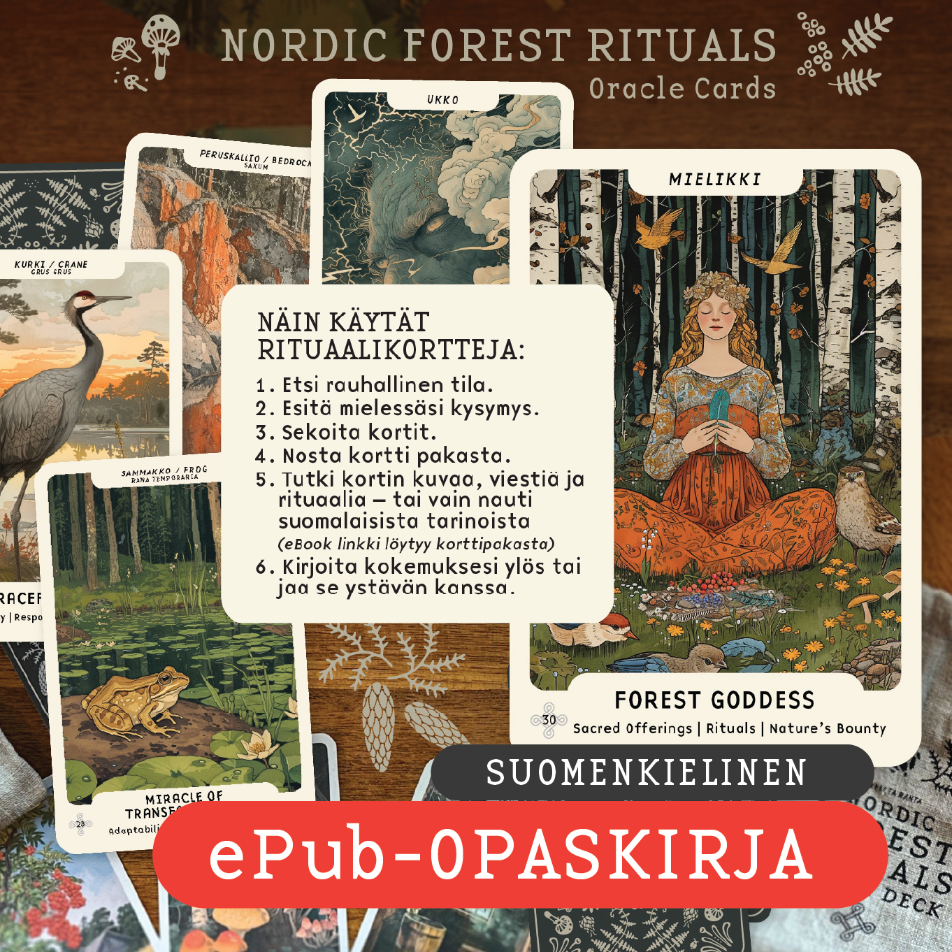 Nordic Forest Rituals Oracle Cards - inspiroivat suomalaiset rituaalikortit